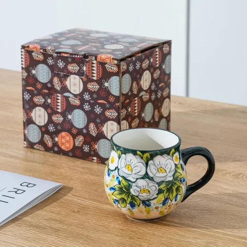 Miniatura 7 de ALMA Taza de café cerámica actualizada 2025 de otoño 380ml/12oz, taza con flores, taza de té única hecha a mano para festival, apta para microondas