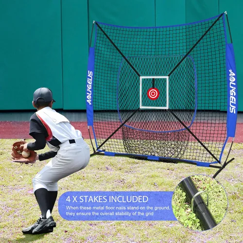 Miniatura 4 de 6'X6' Baseball Softball Practice Net,Pitching Net,Batting Net,with Bonus Strike Zone,Target and Bow Frame,for Hitting,Pitching,Catching