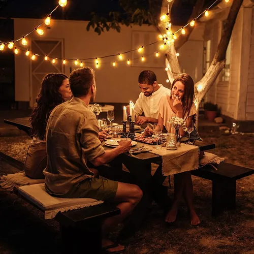 Miniatura 7 de GLUROO Cadena de luces al aire libre de 180 pies, más de 90+6 piezas de bombillas vintage irrompibles de 2700 K, luces de cadena LED para patio al