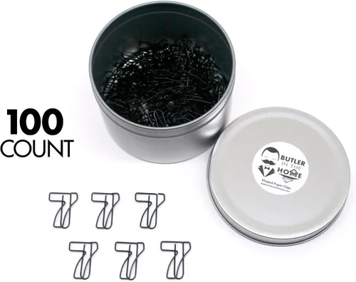 Miniatura 39 de Butler in the Home Elige tu letra favorita del alfabeto de la A a la Z o números del 0 al 9, 100 clips de papel de color negro para iniciales