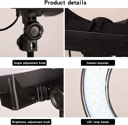 Miniatura 7 de Anillo de maquillaje LED de 18 pulgadas y 65 W con espejo para tatuaje de cejas, lámpara de pestañas, luz de belleza, lámpara de extensión