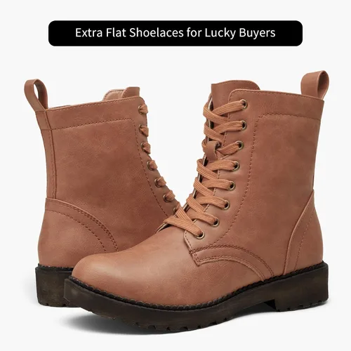Miniatura 7 de Vepose Botines de combate 25 para mujer con cordones y cremallera interior de media pantorrilla para mujer