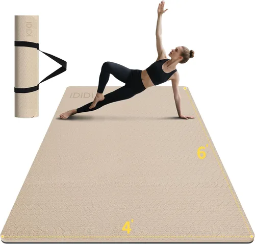 Miniatura 10 de Esterilla grande de yoga de 8 mm (6' x 4') - Extra larga y ancha de 72 x 48 x 0.32 pulgadas, esterilla de fitness POE antideslizante, ecológica