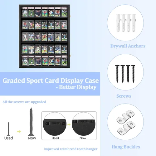 Miniatura 3 de Estuche de exhibición de tarjetas deportivas con 35 grados: marco de exhibición de tarjetas de béisbol con protección UV, vista transparente