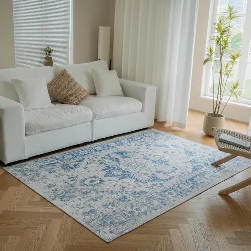 Miniatura 148 de Syalife 4x6 Alfombra Lavable para Área, Ultra Suave Antideslizante, Pila Baja, Alfombra Vintage Resistente a Manchas para Sala de Estar, Alfombra