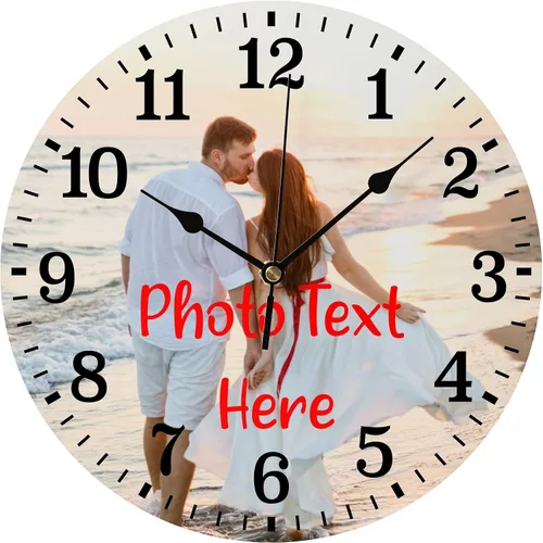 Miniatura 12 de Reloj personalizado personalizado relojes de pared personalizados tus 4 fotos nombre de texto silencioso 10 pulgadas, PVC, placa de marcación