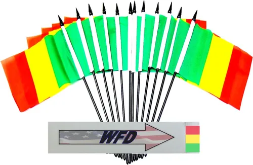 Miniatura 70 de World Flags Direct Banderas en miniatura de poliéster de Afganistán, paquete de 12, decoración de mesa de fiesta, desfiles, 4 x 6 pulgadas, verde