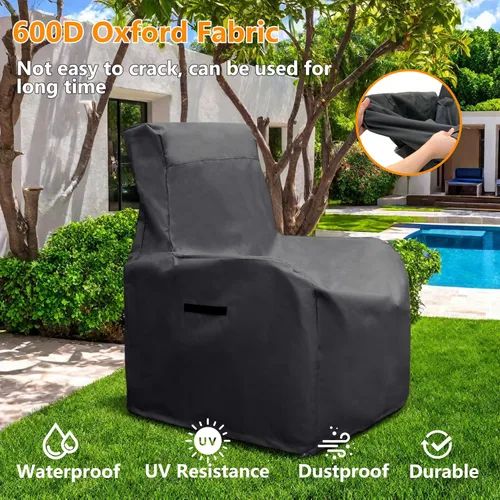 Miniatura 2 de ATR ART TO REAL Fundas para sillas de exteriores, impermeables, para patio, reclinable, 600D, tela Oxford, mimbre/ratán, color negro