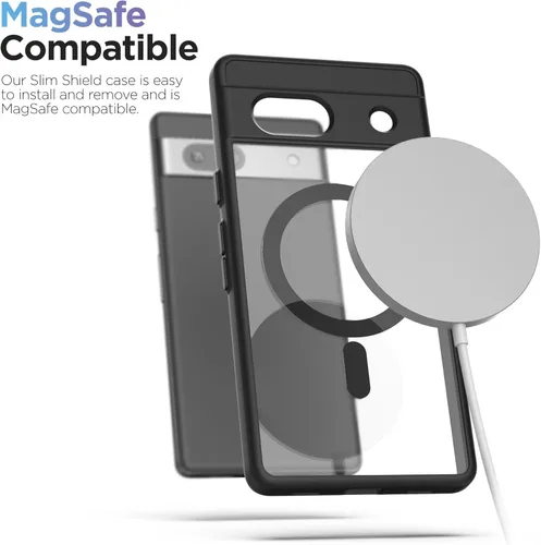 Miniatura 4 de ENCASED Funda magnética para Google Pixel 7a (2023) compatible con carga y accesorios MagSafe, transparente/negro (PIXEL-7A 2023)