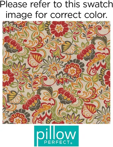 Miniatura 6 de Pillow Perfect - Cojines decorativos florales brillantes para interiores/exteriores, 2 unidades, lumbar - 11.5 x 18.5 pulgadas, verde/rojo Zoe