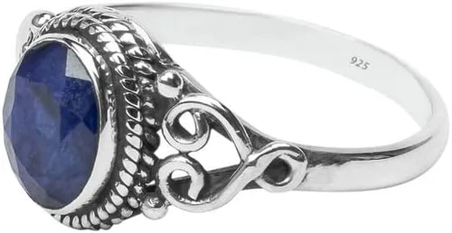 Miniatura 3 de Avicrafts Anillo de Piedra de Zafiro Azul Plata de Ley 925 Anillo Declarativo Para Mujeres Hecho a Mano Piedra Preciosa Joyería de Navidad Regalo