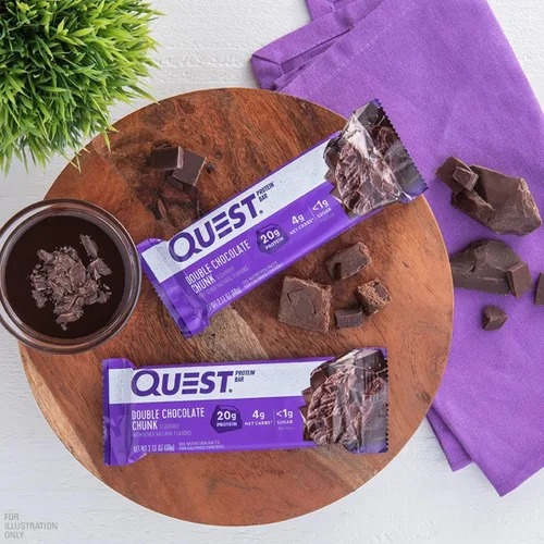 Miniatura 4 de Quest Nutrition Barras de proteína con trozos de chocolate doble, barras de 20g de proteína, 1g de azúcar, 4g de carbohidratos netos, sin gluten
