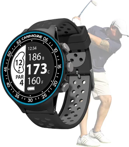 CANMORE TW411 Reloj GPS de golf con rastreador de fitness, más de 41,000 cursos mundiales precargados gratuitos, chip IC mejorado, azul