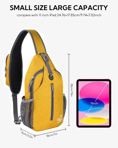 Miniatura 70 de WATERFLY Bolsa pequeña de senderismo: mochila cruzada para el pecho, mochila para hombres y mujeres con correa de hombro agradable a la piel