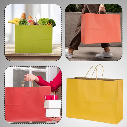 Miniatura 3 de BLEWINDZ 70 bolsas de papel grandes con asas, 16 x 6 x 12 pulgadas, bolsas de compras de papel multicolor para pequeñas empresas, bolsa de regalo 10
