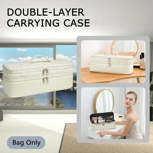 Miniatura 2 de Funda de transporte de doble capa para secador de pelo Revlon de un solo paso, bolsa de viaje para voluminizador/moldeador de cabello, caja Beige