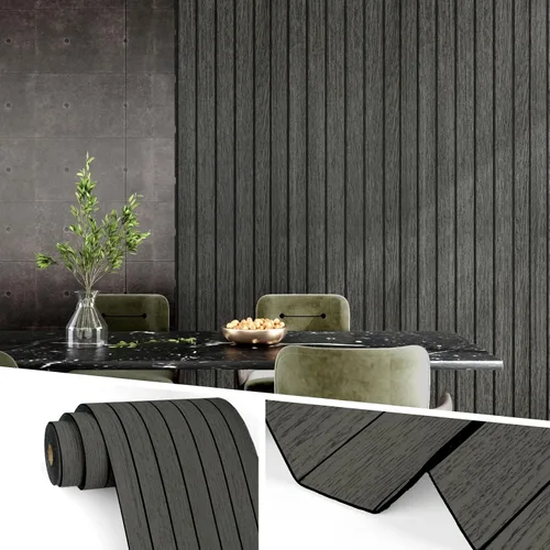 Miniatura 12 de Wallercity Paneles acústicos de listones de madera marrón claro para decoración elegante, reducción de ruido, paneles de grano de madera con textura