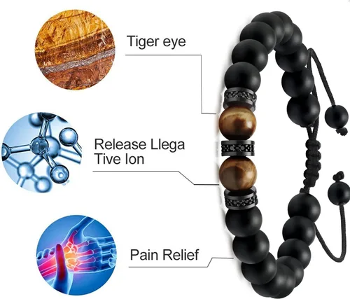 Miniatura 5 de Pulsera para hombres, regalos de Navidad para hombres, novio, marido, papá, hijo, hermano, nieto, abuelo, tío amor, alivio del estrés, ojo de tigre