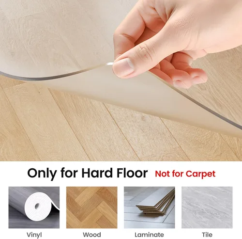 Miniatura 3 de DELAMU Tapete para silla de oficina para suelo de madera dura, 36 x 48 pulgadas, protector de suelo de PVC transparente para silla rodante