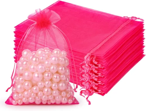 Miniatura 16 de Hopttreely 100 bolsas de organza transparentes premium, bolsas de regalo para bodas blancas, bolsas de joyería de 4 x 4.72 pulgadas para fiestas