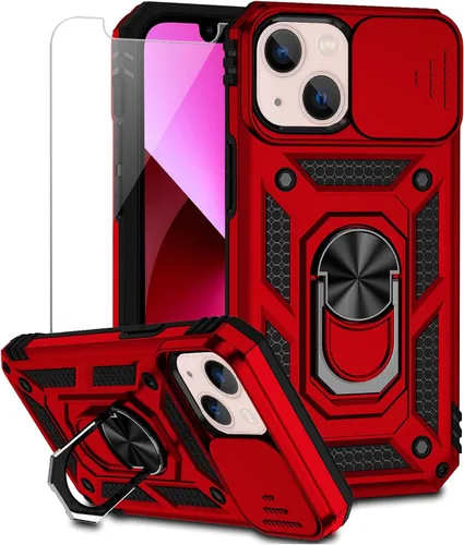 Miniatura 12 de Funda para iPhone 13 con cubierta para lente de cámara, protector de pantalla HD, doble capa [protección contra caídas de grado militar de 15 pies]