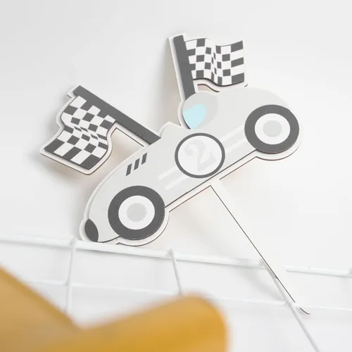 Miniatura 9 de Decoración para pastel de segundo cumpleaños de madera para bebé, decoración de pastel de cumpleaños de auto de carreras, decoración de pastel de 2