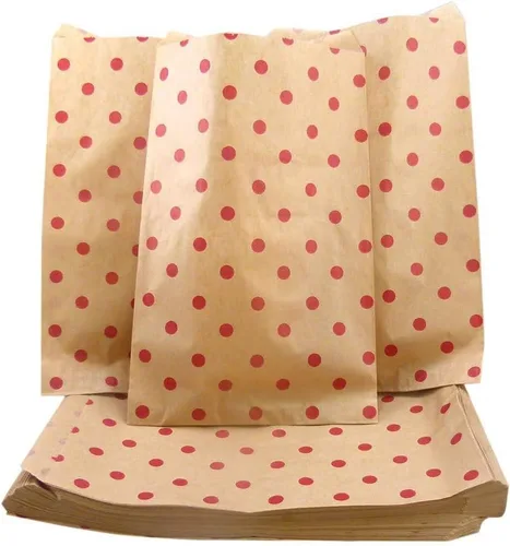 CuteBox Bolsas de regalo de papel plano con lunares rojos (4 x 6 pulgadas) para mercancía, manualidades, recuerdos de fiesta, venta al por menor,