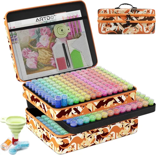 Miniatura 32 de ARTDOT Contenedor de almacenamiento de 30 ranuras para kits de arte de diamantes para adultos, cajas de almacenamiento portátiles de cuentas