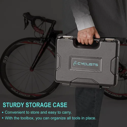 Miniatura 6 de Kit de herramientas para bicicleta con estuche de almacenamiento, juego de herramientas de reparación de bicicletas de 22 piezas, caja
