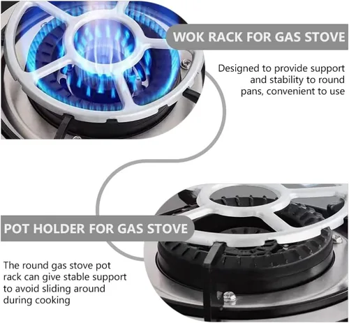 Miniatura 6 de SOLUSTRE Estantes de soporte para estufa de gas de 6.10 pulgadas, anillos de wok antideslizantes de acero galvanizado, accesorios universales