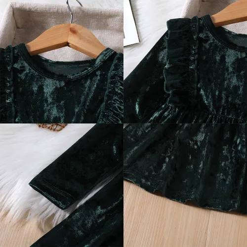 Miniatura 165 de IDOPIP Vestido tutú de terciopelo para niñas pequeñas, vestido de manga larga para princesa, Navidad, cumpleaños, fiesta, boda, vestidos de otoño e
