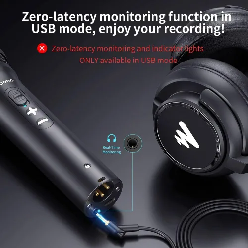 Miniatura 4 de Maono USB/XLR Micrófono dinámico de podcast, kit de micrófono de estudio con control de volumen, montaje de choque, filtro pop, ideal para grabación