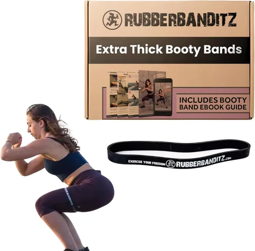 Miniatura 13 de Rubberbanditz Bandas extra gruesas para glúteos y piernas – Incluye guía electrónica para mujeres – Mini banda de ejercicio de bucle que engancha