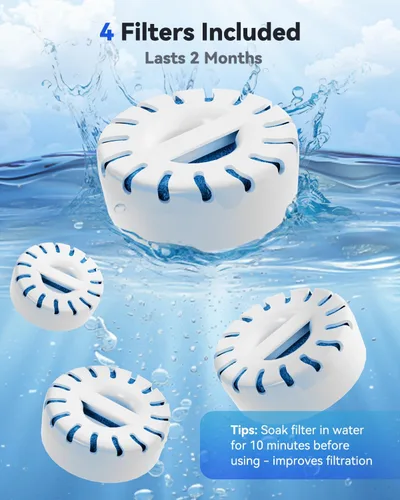 Miniatura 9 de Fuente de agua para perros grandes, fuente de agua para mascotas de acero inoxidable 304 de 12 litros con 5 filtros y 2 bombas de agua