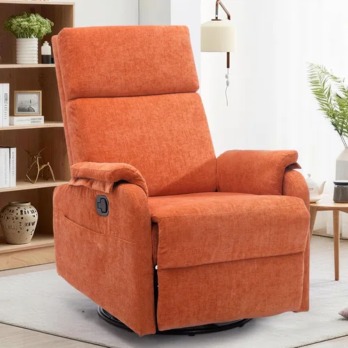 Miniatura 16 de Sillas reclinables Korser, Silla reclinable giratoria para adultos, Silla mecedora Glider, Silla reclinable pequeña para guardería para sala de Beige