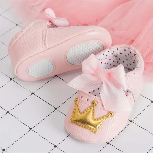 Miniatura 4 de Meckior - Zapatos para bebé con suela suave, diseño floral brillante de princesa estilo Mary Jane para bebé recién nacida, zapatos para vestido
