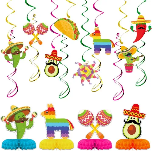 Miniatura 3 de 14 piezas de decoraciones de fiesta mexicana colgantes espirales colgantes, decoraciones colgantes de Cinco de Mayo, decoraciones de fiesta de Let's