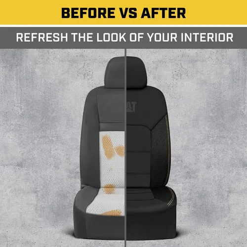 Miniatura 7 de Cat FlexHybrid - Fundas de asiento de automóvil, de piel sintética negra de alta calidad + fundas de asiento de malla para autos, camiones, SUV