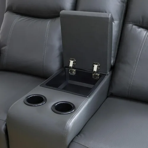 Miniatura 5 de Air Leather - Juego de sofá reclinable eléctrico con LED, juegos de muebles de sala de estar, juego de sofá reclinable eléctrico con puertos USB