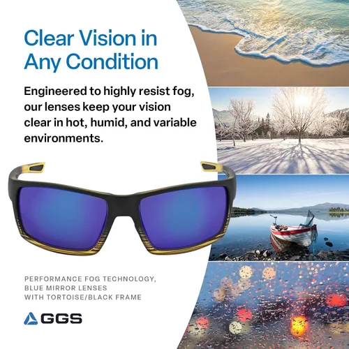Miniatura 3 de Bullhead Safety - Gafas de seguridad polarizadas Amberjack con tecnología antiniebla de alto rendimiento, gafas de luz azul con protección UV