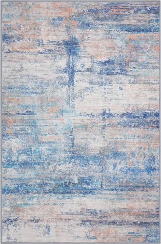 Miniatura 4 de Alfombra abstracta de 3 x 5 para sala de estar, dormitorio, entrada, color azul