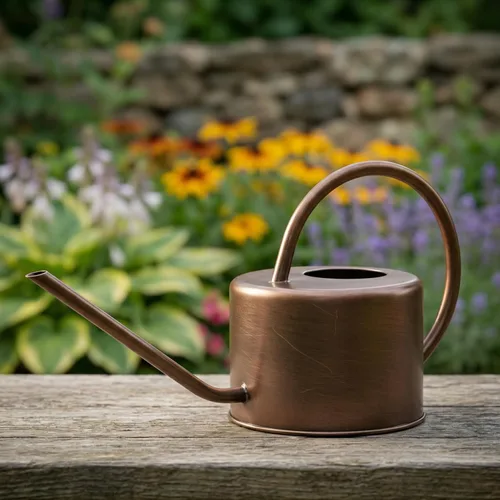 Miniatura 8 de Topadorn Regadera de metal de 1.3 L con boquilla larga, regadera de plantas de interior de bronce, regadera de jardín resistente al óxido con mango
