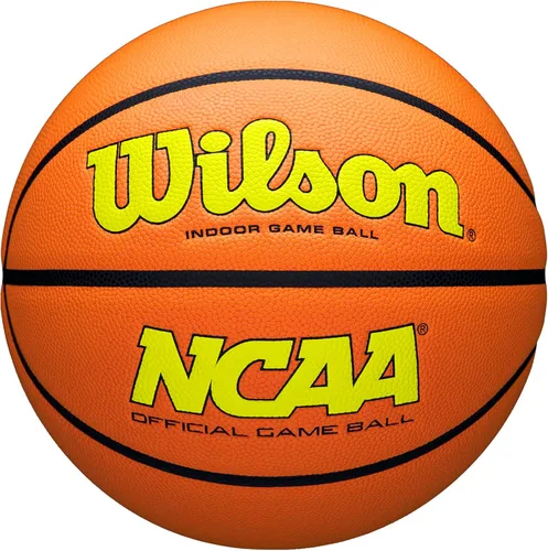 Miniatura 24 de Wilson NCAA Evo NXT Balones de Baloncesto Oficiales para Juegos en Interiores - Tamaños 6 y 7 Negro/Naranja