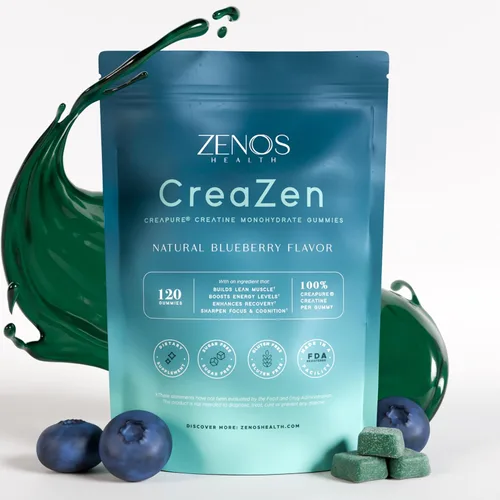 Zenos Health CreaZen - Gomitas de monohidrato de creatina - Suplemento de creatina para el crecimiento muscular, la fuerza, la recuperación y el