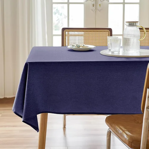 Miniatura 27 de AUSSPVOCT 2 manteles de lino texturizado para mesa rectangular, 52 x 70 pulgadas, mantel rectangular impermeable, lavable, tela para mesa