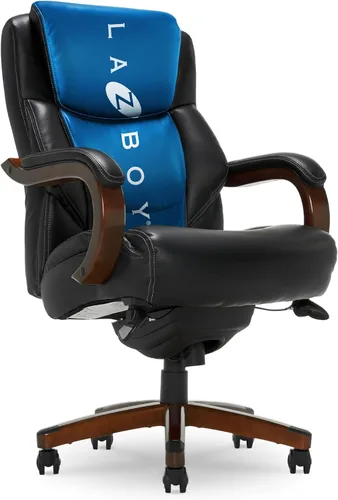 La-Z-Boy Delano - Silla de oficina ejecutiva para personas grandes y altas, ergonómica de respaldo medio con soporte lumbar tipo almohada corporal,