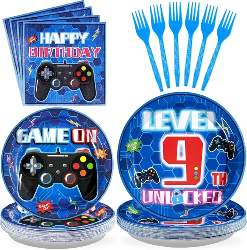 Miniatura 13 de 96 piezas de decoraciones de primer cumpleaños de avión para niños, juegos de platos y servilletas de primer cumpleaños de avión rojo y azul