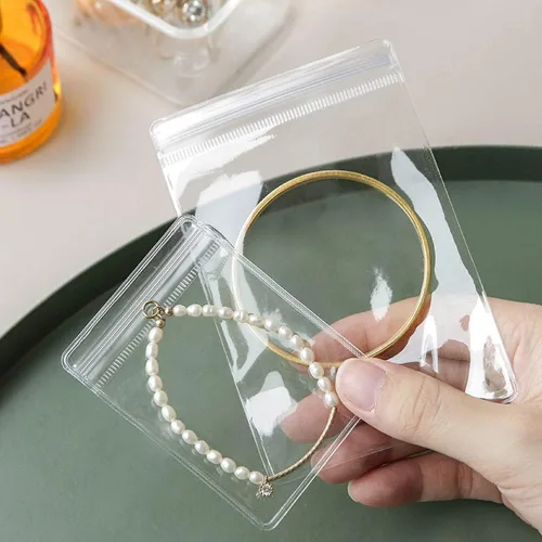 Miniatura 6 de TINSKY 200 bolsas transparentes de PVC para almacenar joyas, pequeñas bolsas de plástico autosellables con cremallera, bolsas de almacenamiento