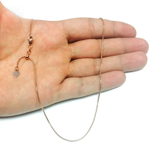 Miniatura 6 de 14K oro rosa ajustable palomitas de maíz Enlace Cadena Collar, 1,3mm, 22