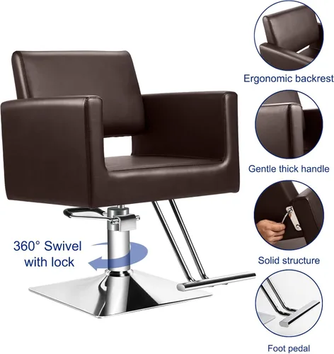 Miniatura 6 de Silla de peluquería para peluquería, capacidad de 330 libras, con bomba hidráulica resistente, equipo de belleza giratorio de 360°, estilista